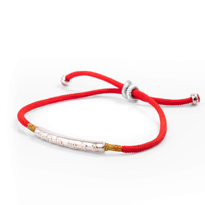 Handmade Tibetan Red String Bracelet - Buddhist Lucky Charm