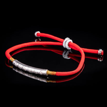 Handmade Tibetan Red String Bracelet - Buddhist Lucky Charm