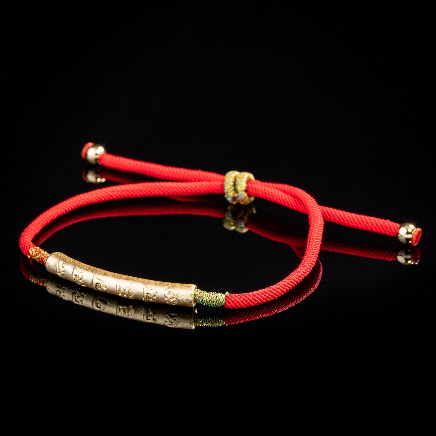 Handmade Tibetan Red String Bracelet - Buddhist Lucky Charm