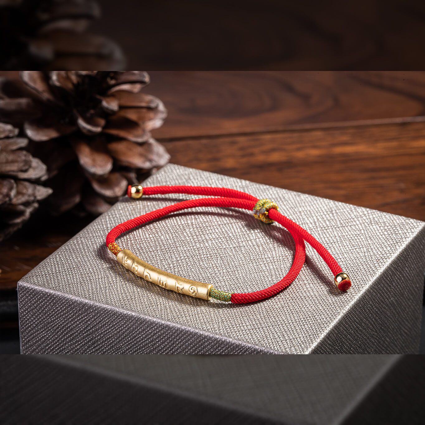 Handmade Tibetan Red String Bracelet - Buddhist Lucky Charm