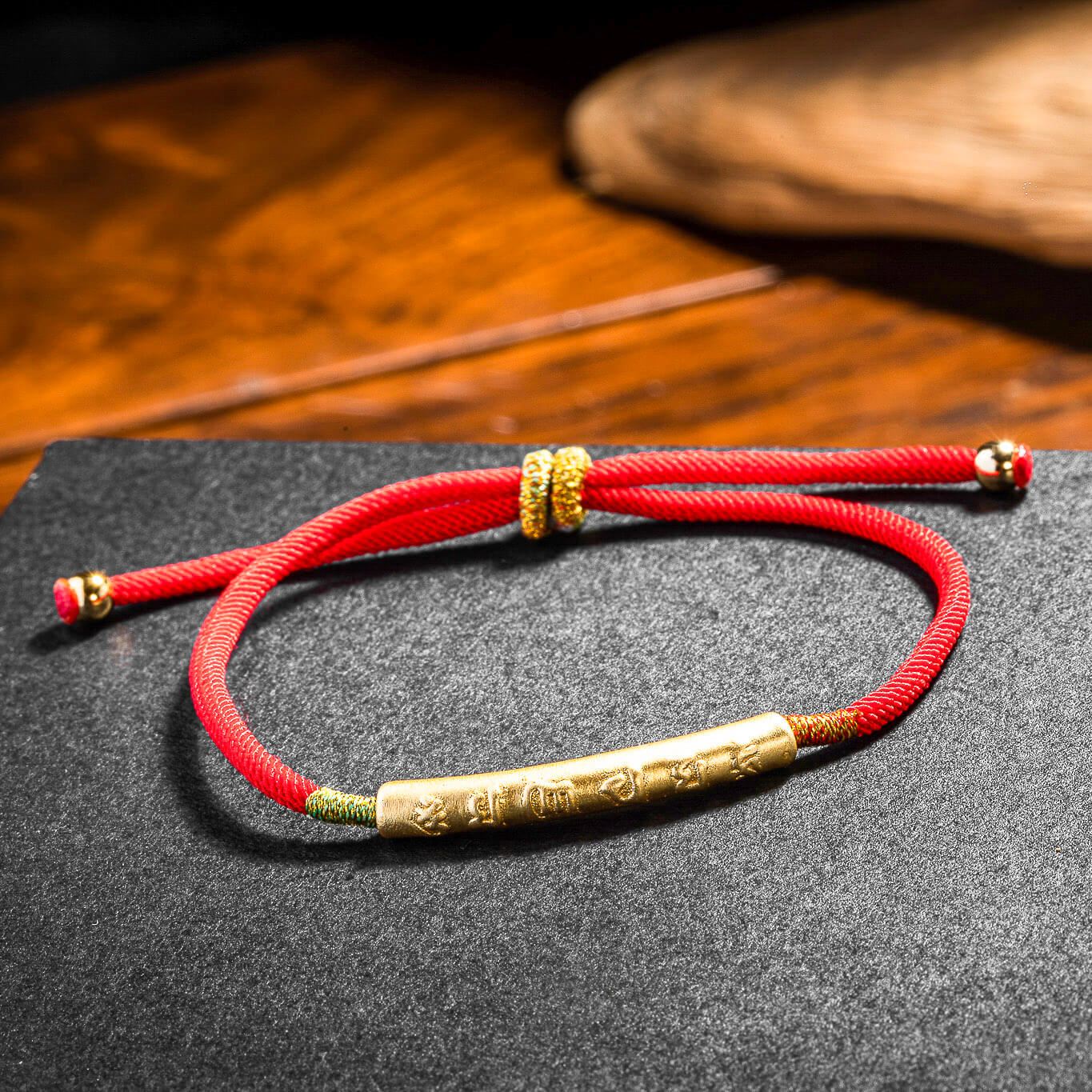 Handmade Tibetan Red String Bracelet - Buddhist Lucky Charm