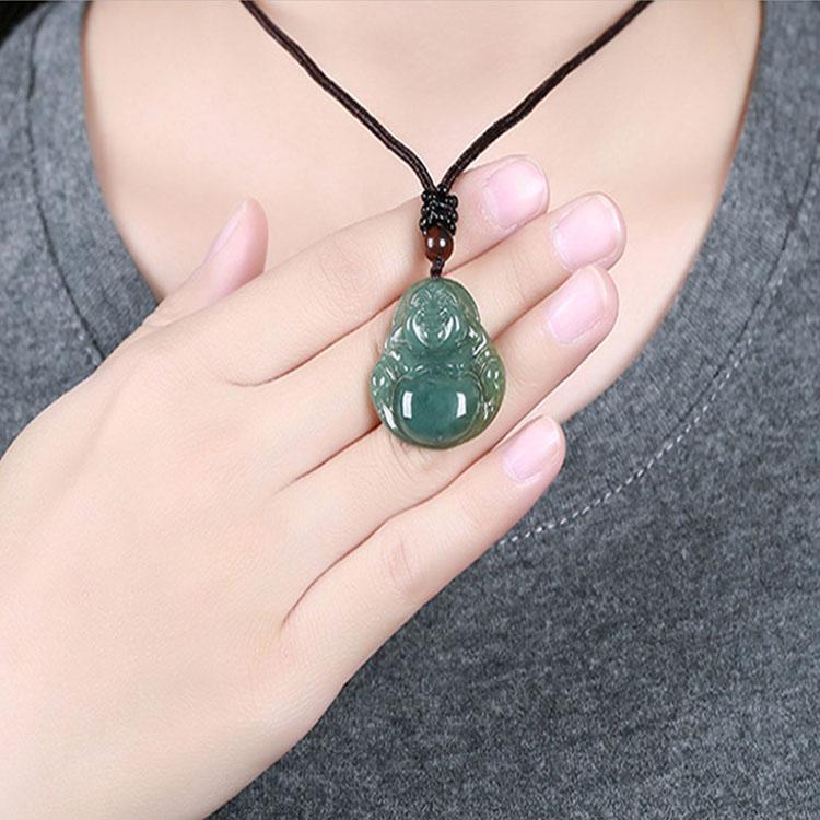 Jade Laughing Buddha Necklace - Promote Happiness & Good Luck