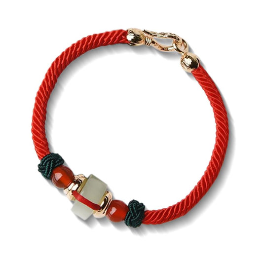 Handmade Lucky Energy Jade Braided String Bracelet