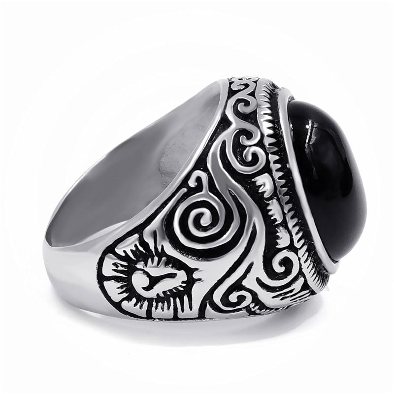 Titanium Steel Signet Ring with Natural Crystals