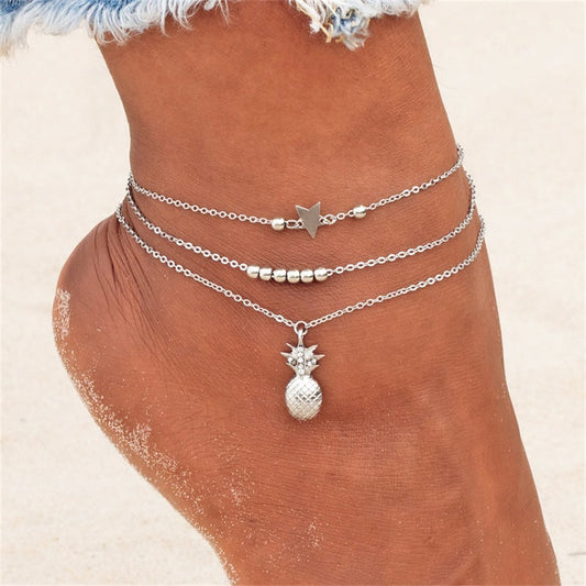 Multi-Layer Chain Anklet Set