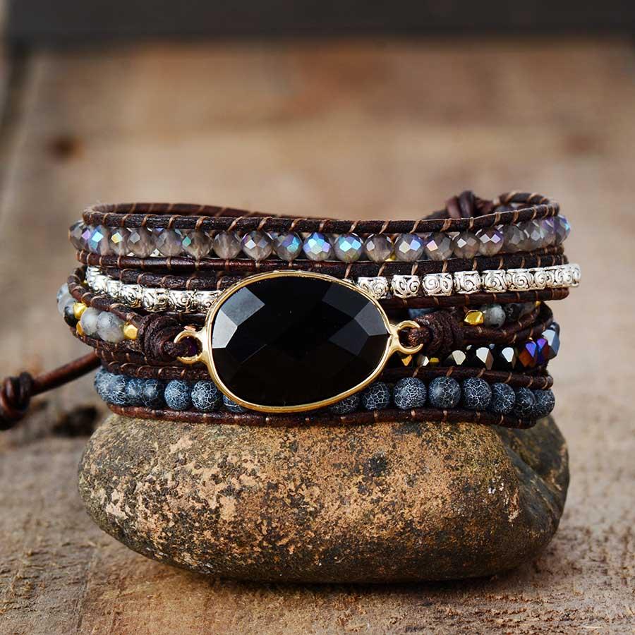 Onyx Moonlight Protection Wrap Bracelet