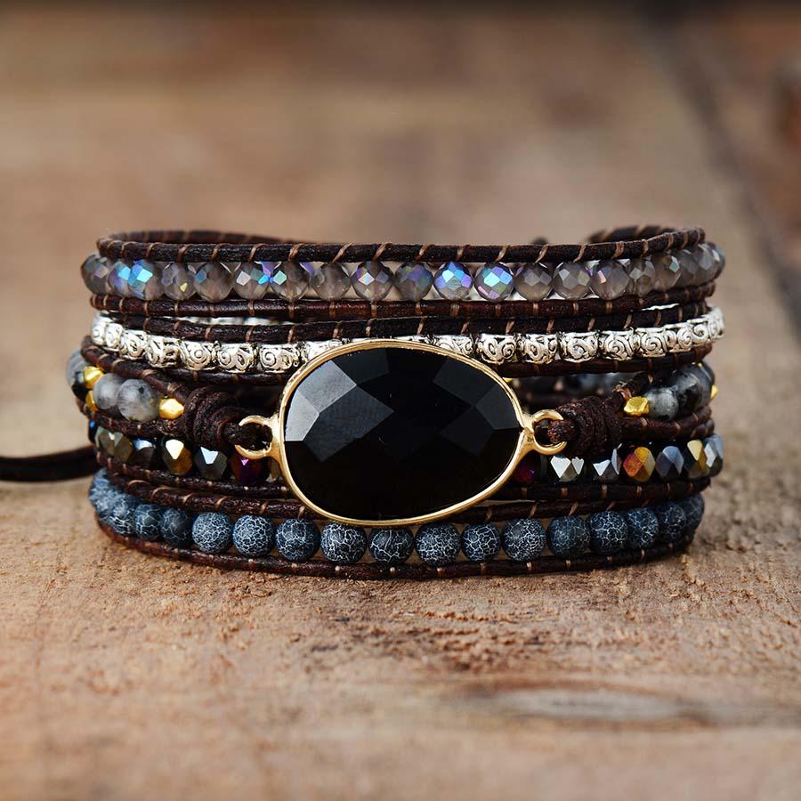 Onyx Moonlight Protection Wrap Bracelet