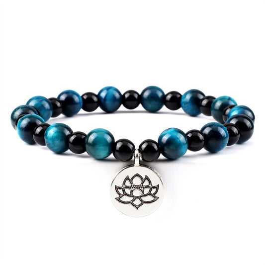 Blue Tiger Eye Lotus Bracelet