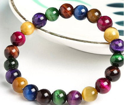 Natural Stone Tiger's Eye 7 Chakra Bracelet