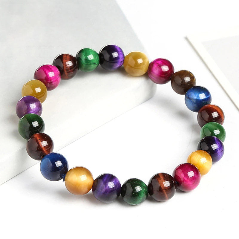 Natural Stone Tiger's Eye 7 Chakra Bracelet