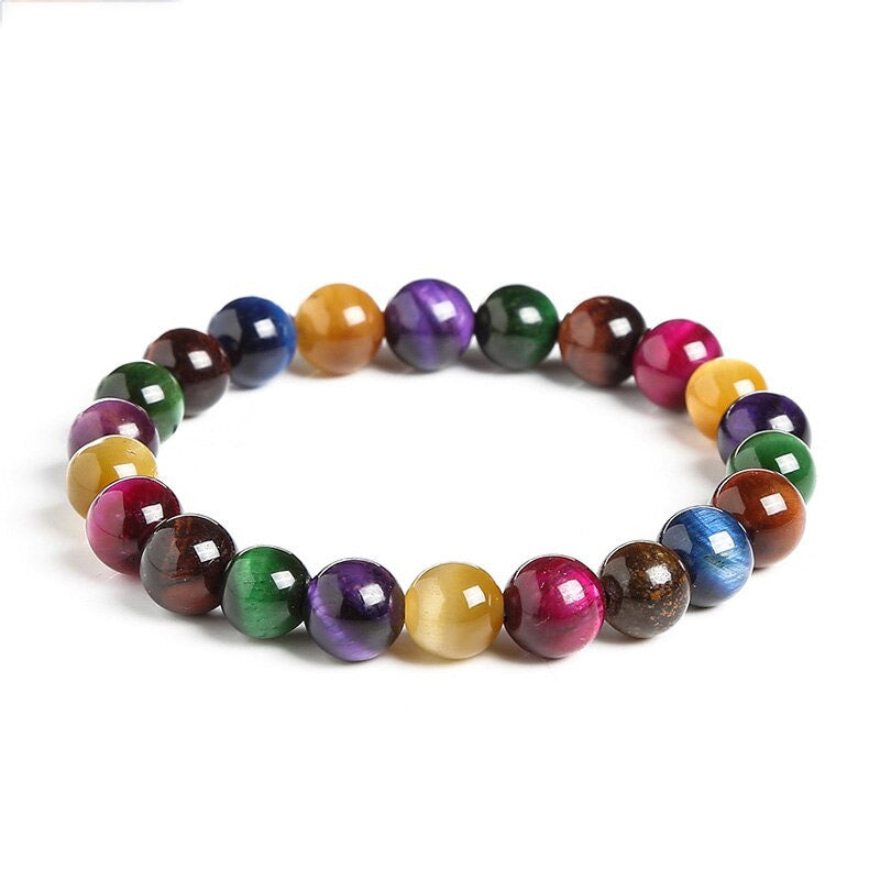 Natural Stone Tiger's Eye 7 Chakra Bracelet