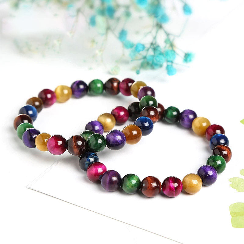 Natural Stone Tiger's Eye 7 Chakra Bracelet