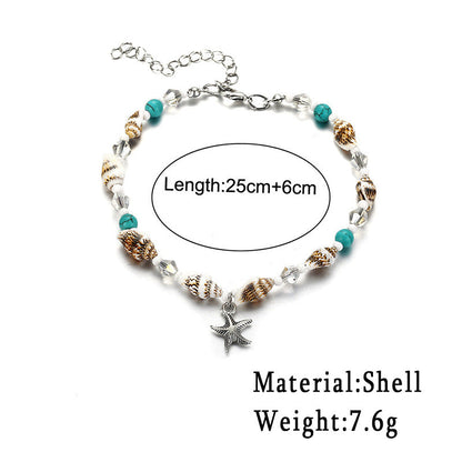 Conch Starfish Pendant Beach Anklet