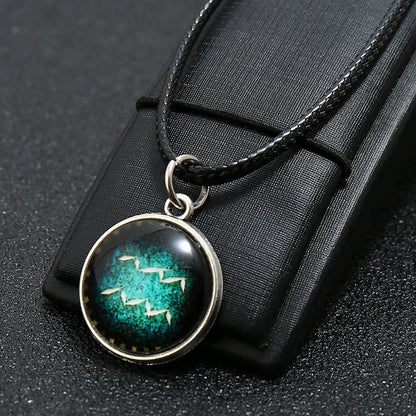 12 constellation Glass Pendant Necklace