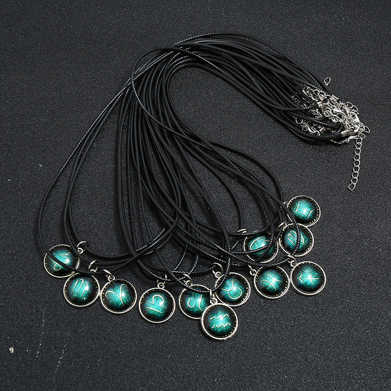 12 constellation Glass Pendant Necklace