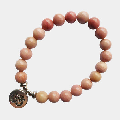 Prosperity and Love Pink Aventurine Om Bracelet