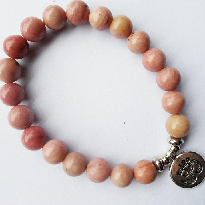 Prosperity and Love Pink Aventurine Om Bracelet