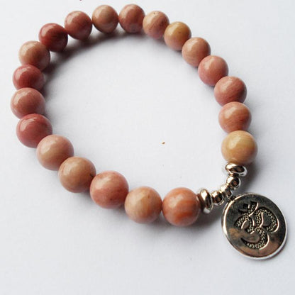 Prosperity and Love Pink Aventurine Om Bracelet