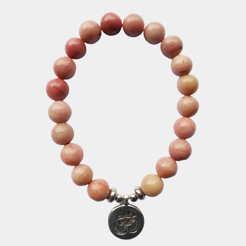 Prosperity and Love Pink Aventurine Om Bracelet