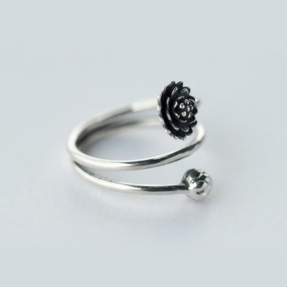 925 Sterling Silver Multi Layter  Lotus Flower Ring