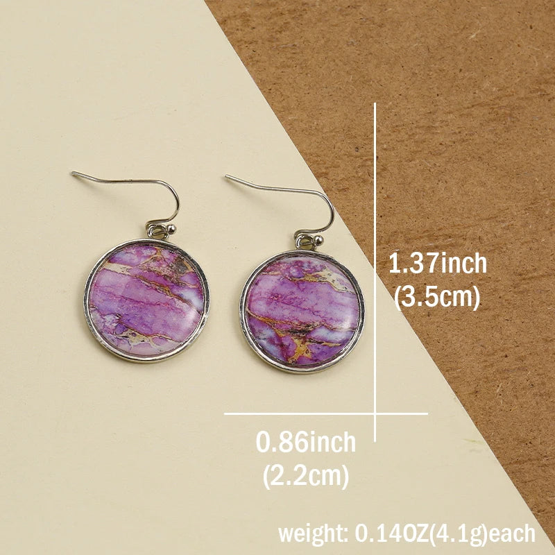 Round Jasper Stone Earrings