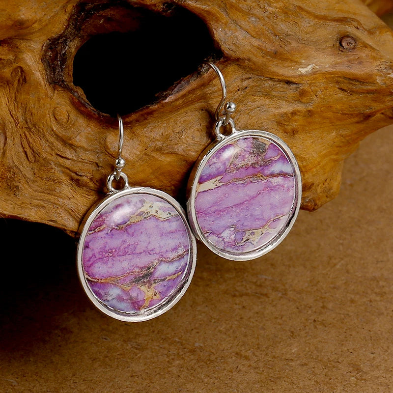 Round Jasper Stone Earrings