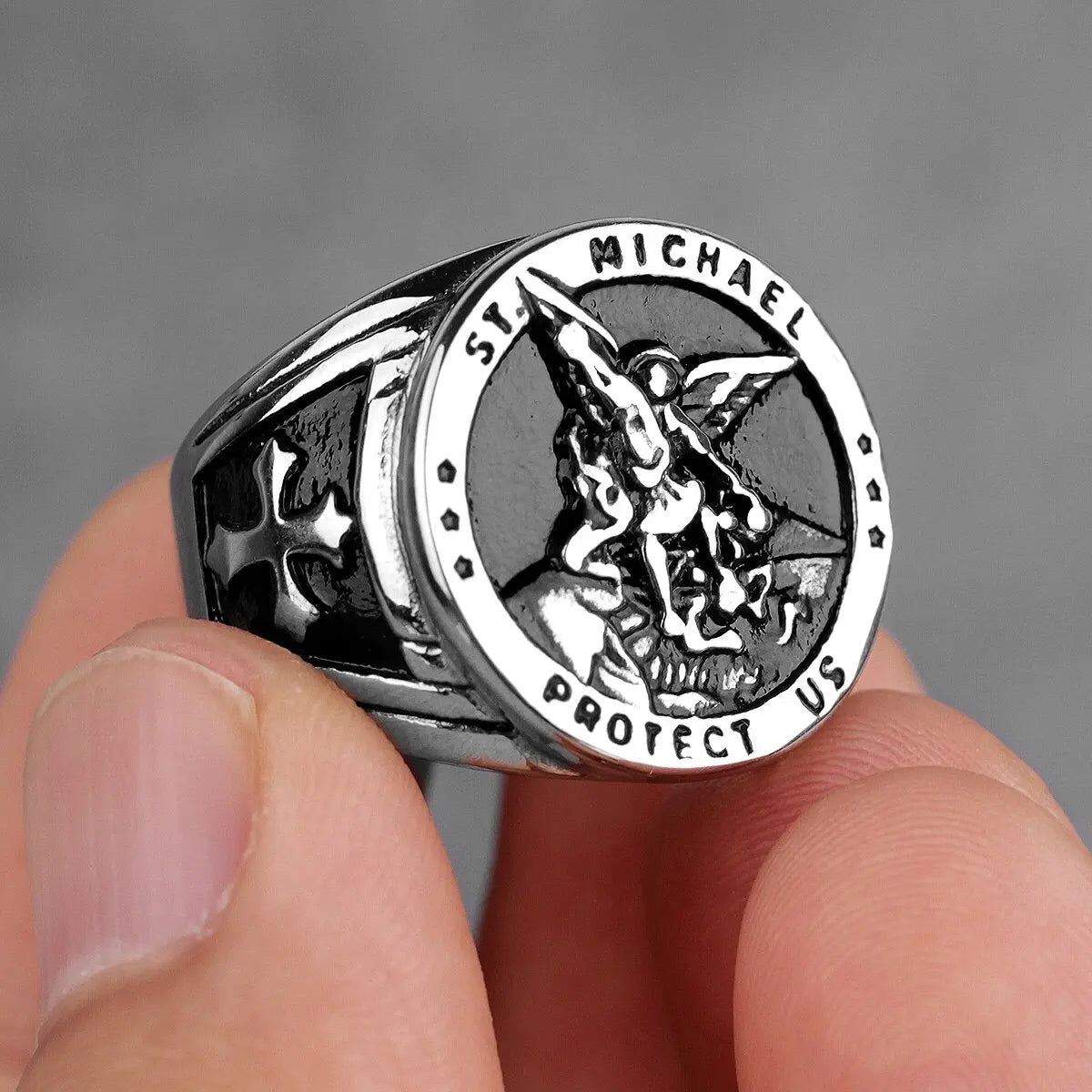 Saint Michael Stainless Steel Ring