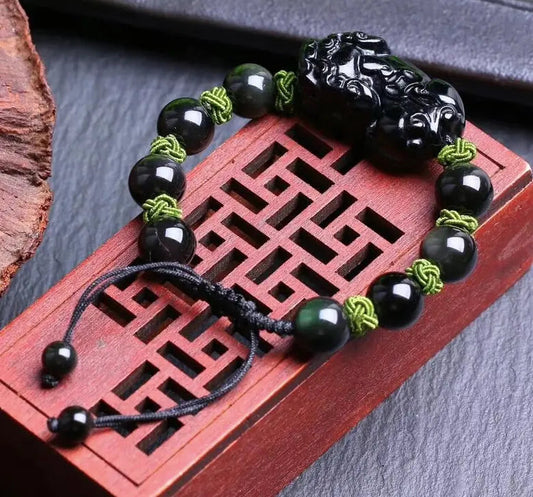 Fortune Rainbow Eye Obsidian PiXiu Bracelet