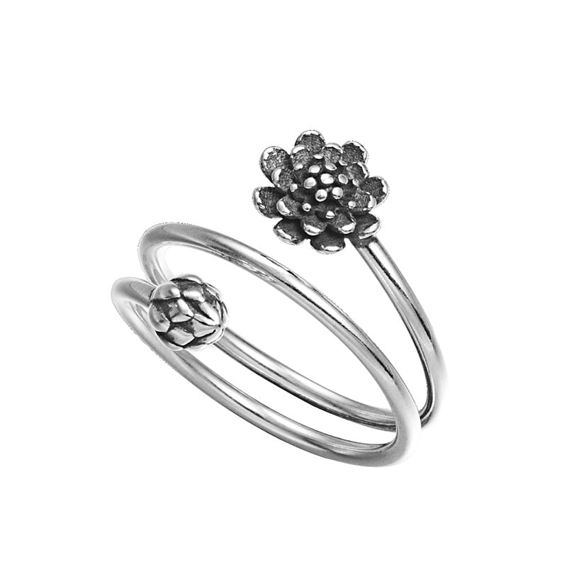 Silver Triple Wrap Lotus Ring - Beauty, Wisdom & Purity