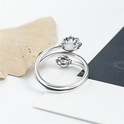 Silver Triple Wrap Lotus Ring - Beauty, Wisdom & Purity