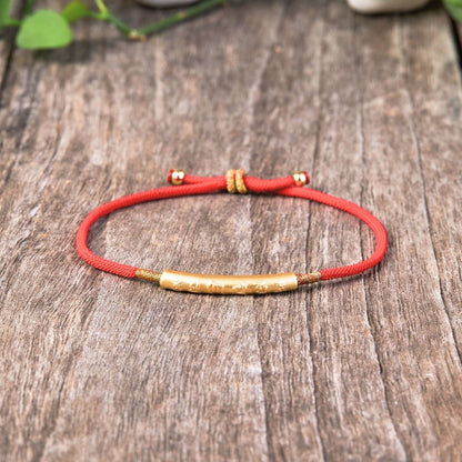 Handmade Tibetan Red String Bracelet - Buddhist Lucky Charm