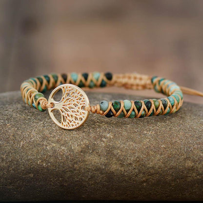 African Turquoise & Tree of Life Bracelet