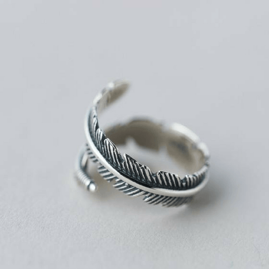 925 Sterling Silver  Feather Wrap Ring