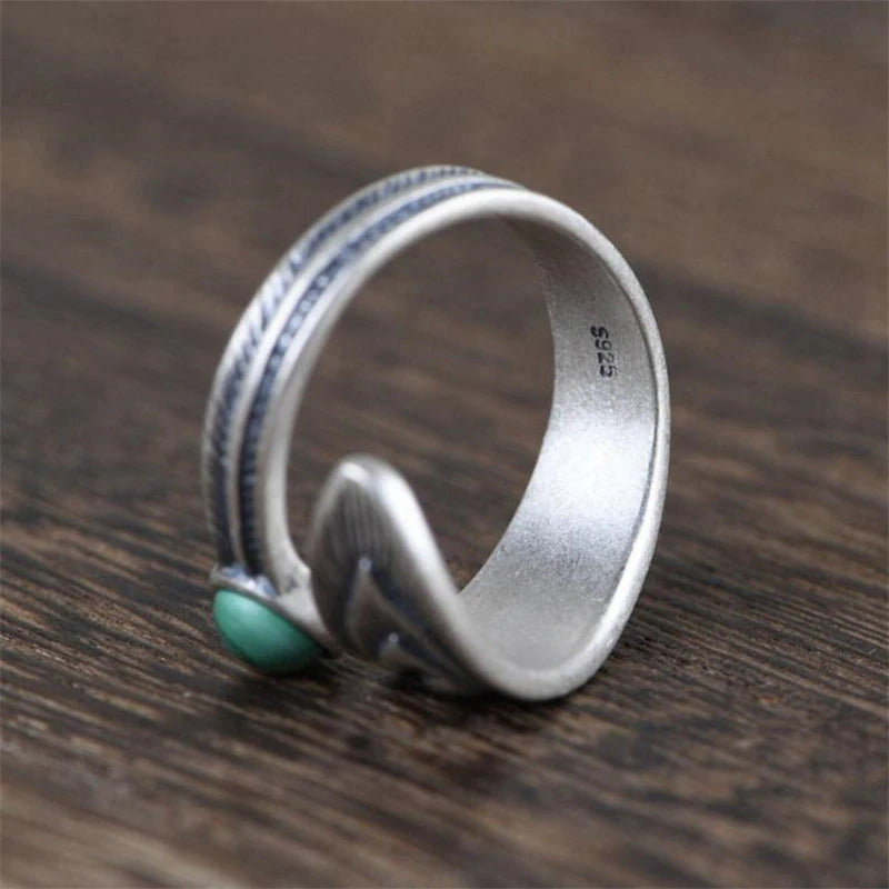 Malachite Feather Abundance Ring