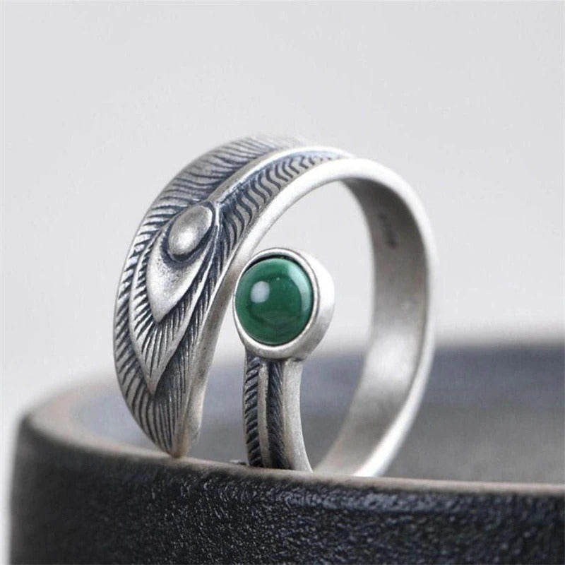 Malachite Feather Abundance Ring