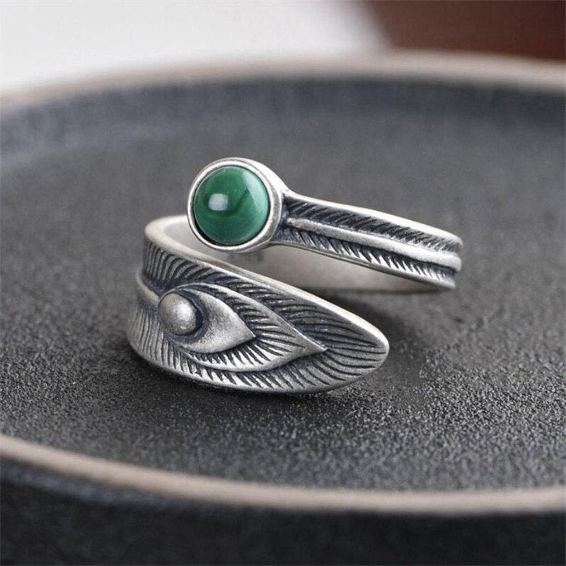 Malachite Feather Abundance Ring