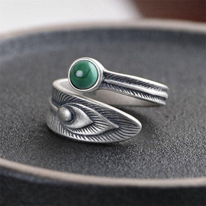 Malachite Feather Abundance Ring