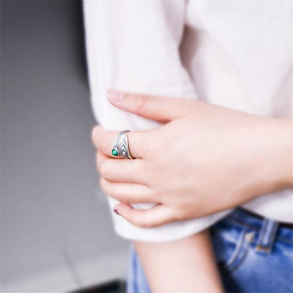 Malachite Feather Abundance Ring