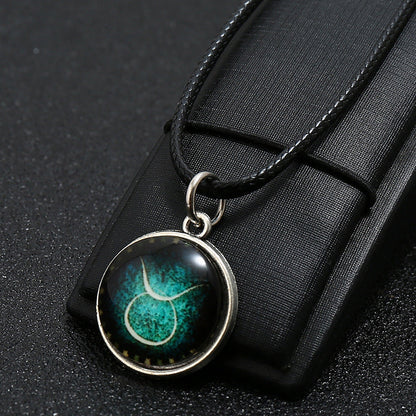 12 constellation Glass Pendant Necklace