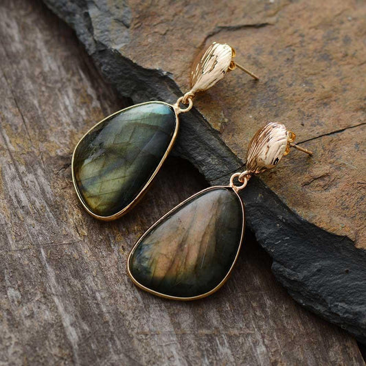 Extremely Elegant Natural Labradorite Teardrop Earrings