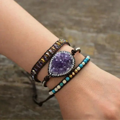 Amethyst Druzy Wrap Bracelet