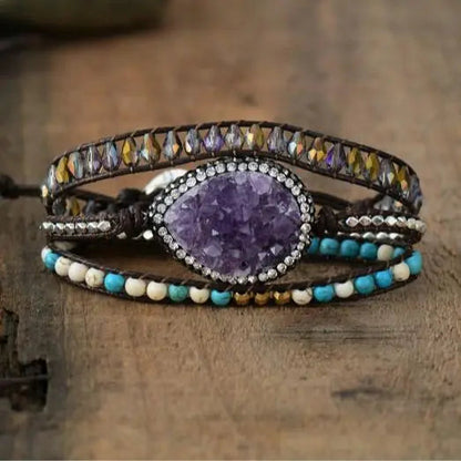 Amethyst Druzy Wrap Bracelet