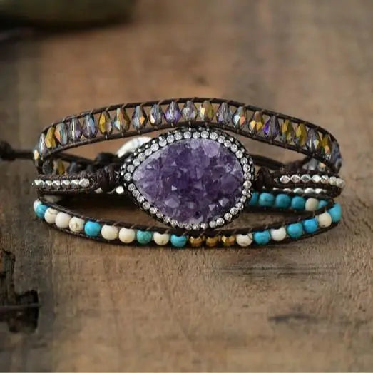 Amethyst Druzy Wrap Bracelet