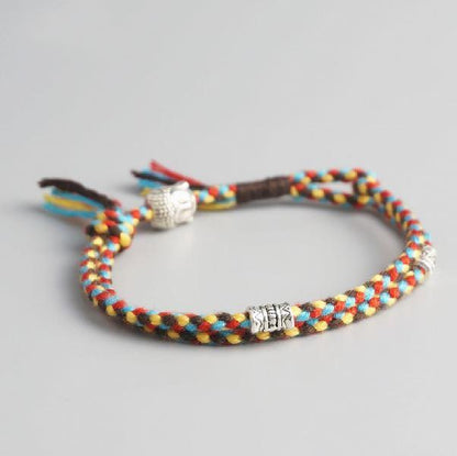 Tibetan Buddhist Rope Bracelet/Anklet with BUDDHA & Accents