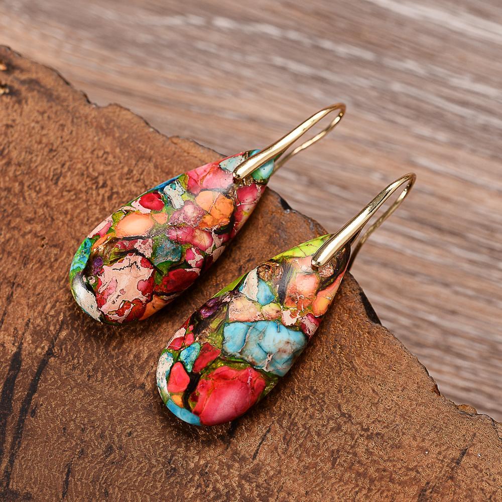 Sunlit Paintings Jasper Teardrop Earrings