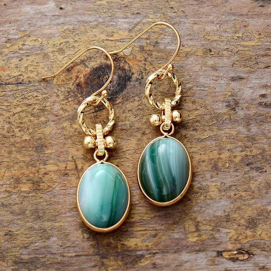 Unique Malachite Handmade Drop Earrings