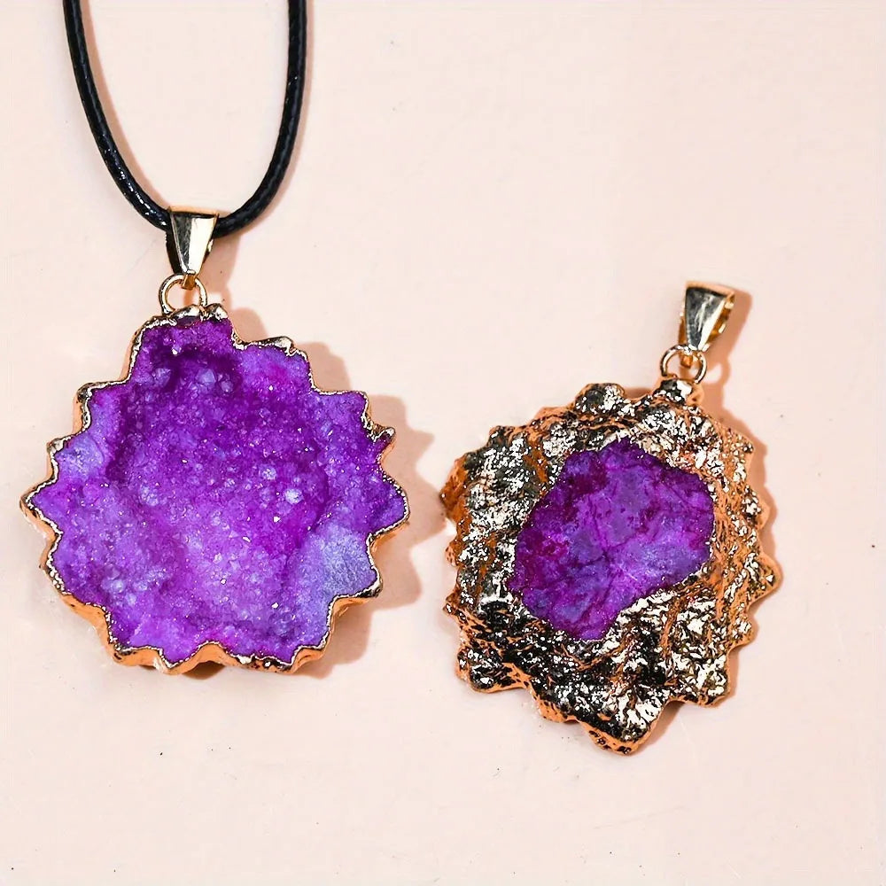 Natural Geode Stone Pendant Necklace