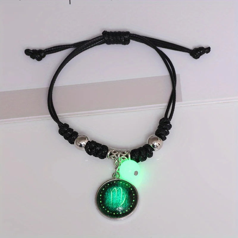 Zodiac Constellation Glow In The Dark Bead Bracelet