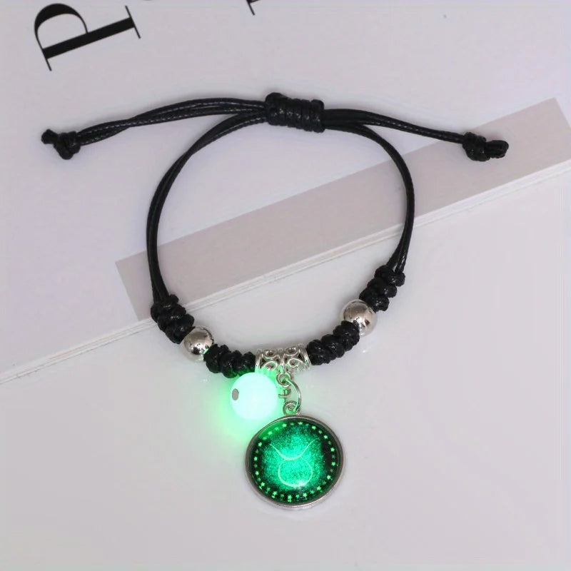 Zodiac Constellation Glow In The Dark Bead Bracelet