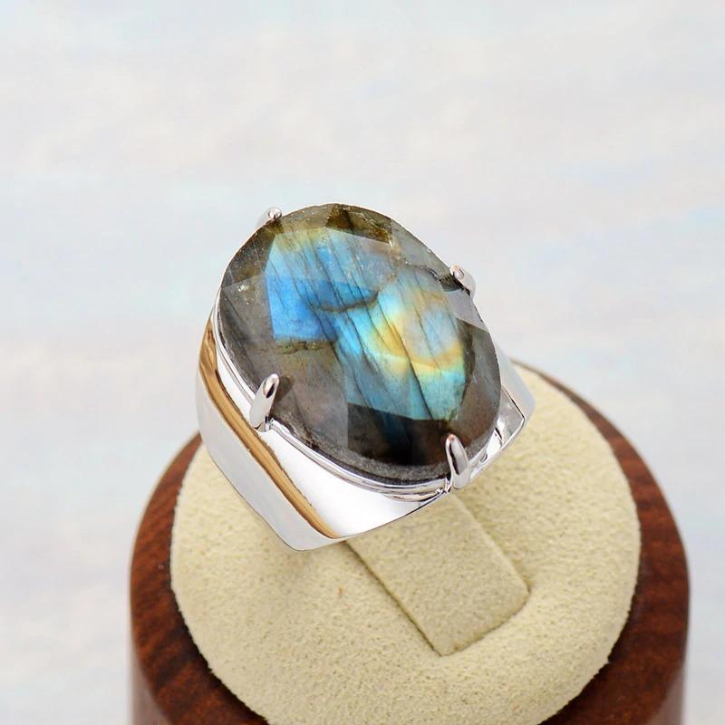 Amazonite Balance Labradorite Ring